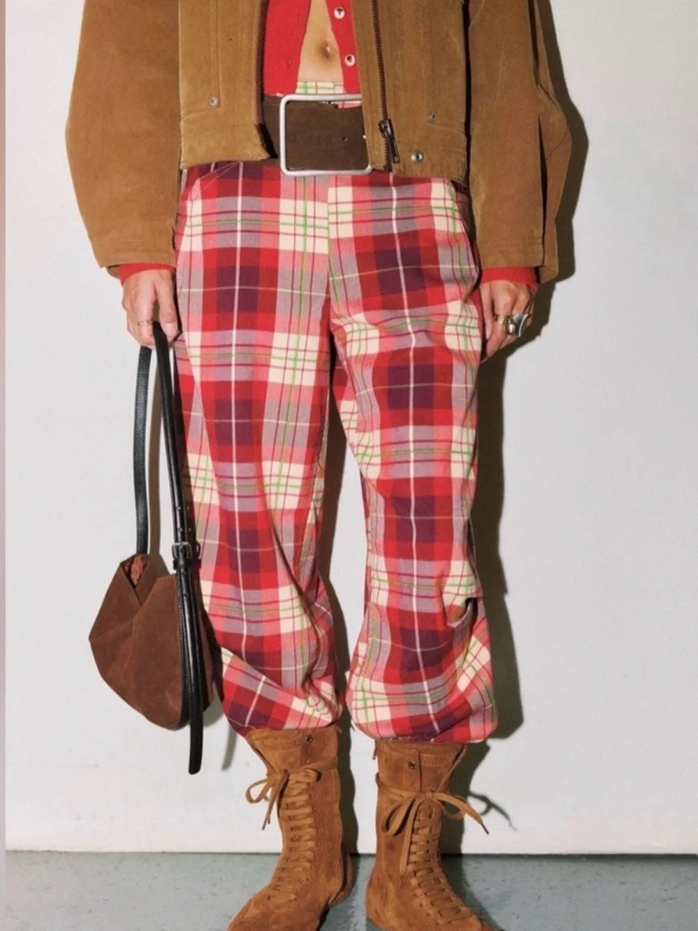 Free People Nice Pull-On  Multi Plaid Pants